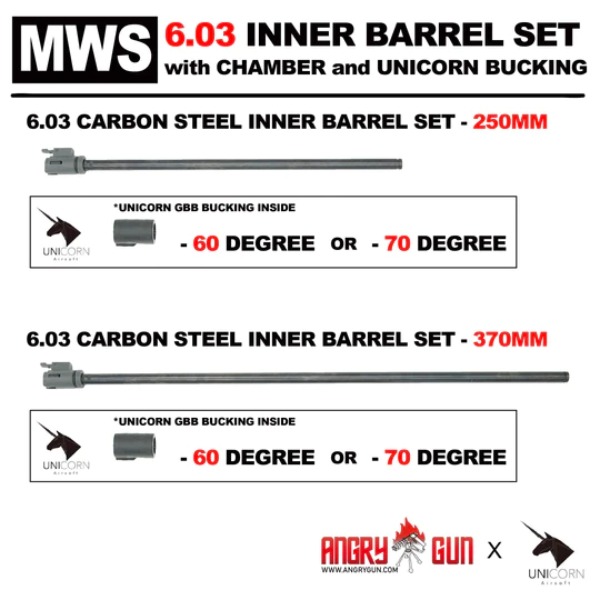 [ANGRY GUN] MWS 6.03mm CARBON STEEL INNER BARREL SET WITH CHAMBER SET &amp; BUCKING